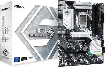 ASRock H670 Steel Legend, Sockel 1700, ATX-Mainboard, 4x DDR4 max. 128GB, HDMI 2.1, DisplayPort 1.4, USB-C 3.1