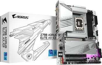 GIGABYTE Z790 AORUS Elite AX ICE, ATX Mainboard, 4x DDR5, max. 192GB, 1x HDMI 2.0, 1x USB-C 3.2