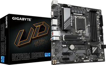 GIGABYTE B760M DS3H, µATX Mainboard, 4x DDR5, max. 192GB, 1x VGA, 1x HDMI 2.0, 1x USB-C 3.1