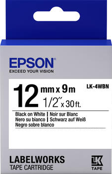 Epson LK-4WBN Beschriftungsband 12mm, schwarz/weiß 