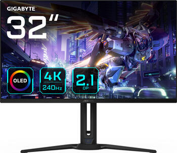 31.5 Zoll GIGABYTE AORUS FO32U2P, 80.0cm TFT, 240Hz, FreeSyn 0.03ms (GtG), 2x HDMI 2.1, 1x DisplayPort 2.1, 1x USB-C 3.0