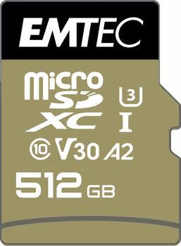 512 GB Emtec SpeedIN PRO microSDXC Kit Speicherkarte, lesen: 95MB/s, schreiben: 85MB/s