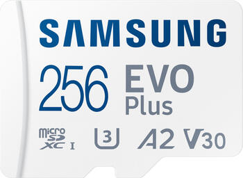 256 GB Samsung EVO Plus 2024 microSDXC Kit Speicherkarte, lesen: 160MB/s