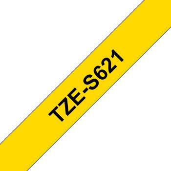 Brother TZeS621 Schriftbandkassette 9mm, schwarz auf gelb 