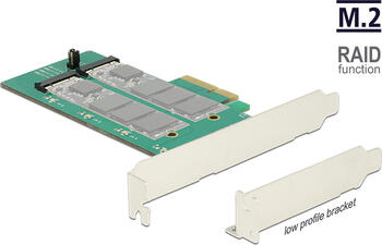 Delock PCI Express Karte > 2 x intern M.2 Key B (SATA) mit RAID, Low Profile Form Faktor