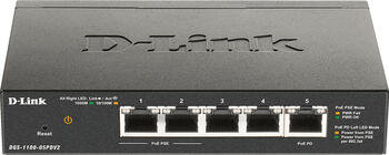 D-Link DGS-1100 Desktop Gigabit Smart Switch, 5x RJ-45, V2, Backplane: 10Gb/s, lüfterlos, Metallgehäuse