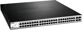 D-Link DGS-1210 Rackmount Gigabit Smart+ Switch, 48x RJ-45, 4x SFP, PoE+/PoE, Backplane: 104Gb/s, Metallgehäuse