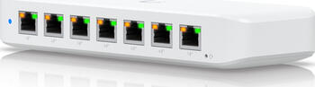 Ubiquiti UniFiSwitch Ultra Desktop Gigabit Smart Switch, 8x RJ-45, 42W PoE++, Backplane lüfterlos, abnehmbare Montagew.