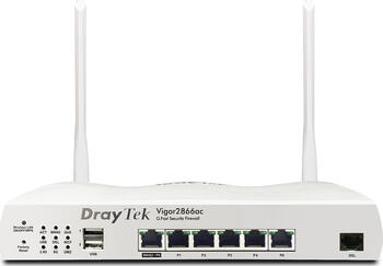 DrayTek Vigor2866ax Router, VDSL2/ADSL2+, POTS, Annex M/J/Q, Wi-Fi 6, 574Mbps (2.4GHz), 2402Mbps (5GHz)