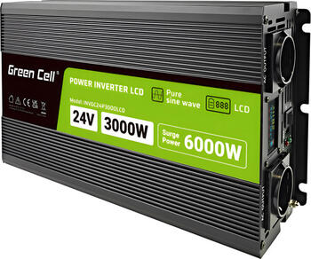 Green Cell KFZ Spannungswandler 12V > 230V 3000W/6000W mit Display