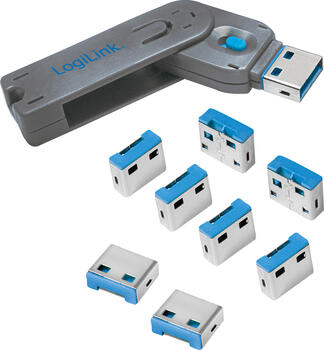 Logilink USB Port Blocker - 1x Key + 8x Locks 