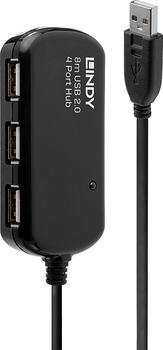 8m LINDY  USB 2.0 Aktiv-Verlaengerung Pro 4-Port USB-Hub