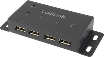 LogiLink Wallmount USB-Hub, 4x USB-A 2.0, USB 2.0 Mini-B [Buchse]