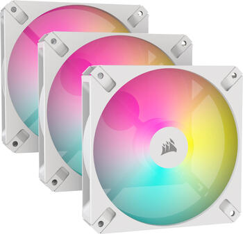 Corsair AR Series iCUE AR120 Digital RGB 120mm, 120x120x25mm (BxHxT), 18.18-100.25m³/h (10.7-59 CFM), 10-27.3dB(A), White