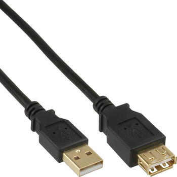 1m USB 2.0 Verlängerung, Stecker / Buchse, Typ A, schwarz 