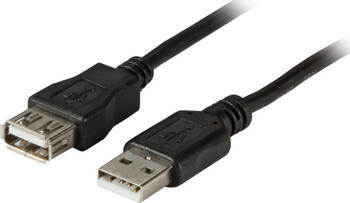 1m USB 2.0 Verlängerungskabel, USB A > USB A, stecker/buchse schwarz, EFB Elektronik