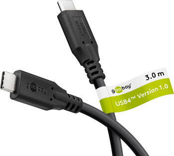 3m Super Charge & Sync PD USB-C--Kabel, stecker/ stecker USB 4, 100W, schwarz, goobay