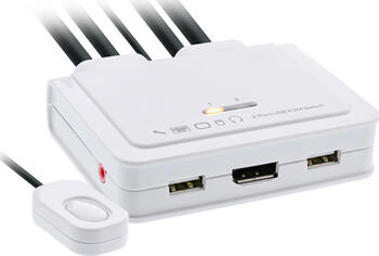 InLine KVM Switch, 2-fach, USB-C zu DisplayPort 1.2, 4K, mit Audio, integr. Kabel