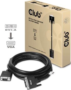 CLUB3D DVI-A TO VGA CABLE M/M 3m/ 9.8ft 28 AWG DVI-D Schwarz