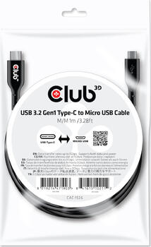 CLUB3D USB 3.2 Gen1 Type-C to Micro USB Cable M/M 1m /3.28ft