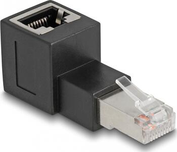 DeLOCK RJ45 Stecker zu RJ45 Buchse Adapter Cat.6A 90 nach oben gewinkelt