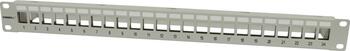 Patch Panel 24xTP,CAT6A, incl.Keystone Short mit Kabelklemme , 19", 1HE(t 94mm), Lichtgrau, Synergy 21,