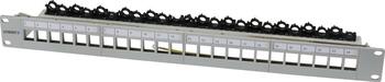 Patch Panel 24xTP,CAT6A, incl.Keystone Slim-line mit Kabelklemme, 19", 1HE(t 94mm) mit Kabelklemme, Lichtgrau, Synergy 21,