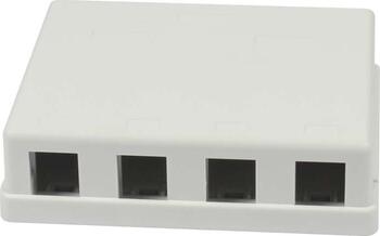 Patch Panel 4xTP, CAT6A, incl.Keystone Slim-line/Short mit Staubschutzklappe, Aufputz ABS, Weiss, Synergy 21,