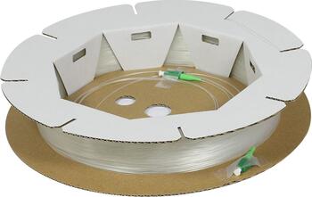 LWL-FTTH-Kabel 1G, transparent, OS2, G657.A2, 0,9mm, 250m, Vorkonfektionierte LC(APC) Stecker, Synergy 21,