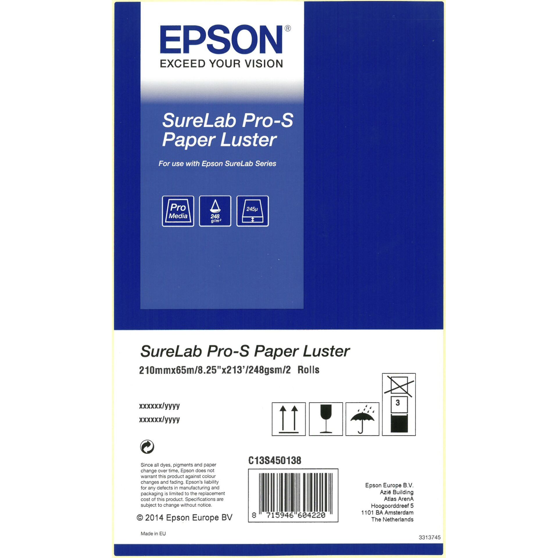 1x2 Epson SureLab Pro-S Paper BP Luster A4 x 65 m 248 g