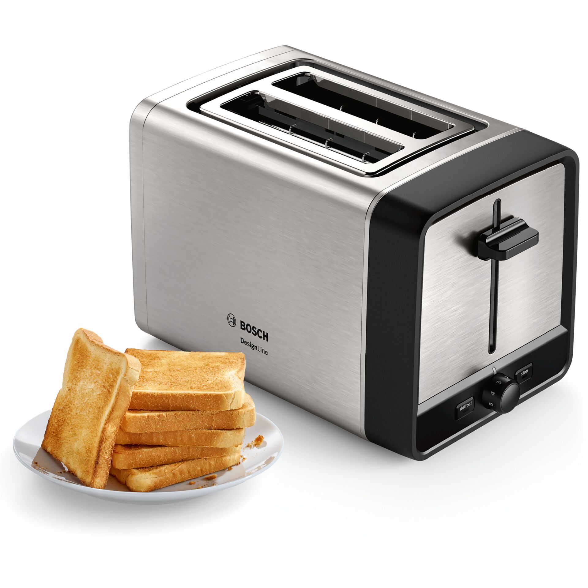 Bosch TAT5P420DE Toaster 2 Scheibe(n) 970 W Schwarz, Silber