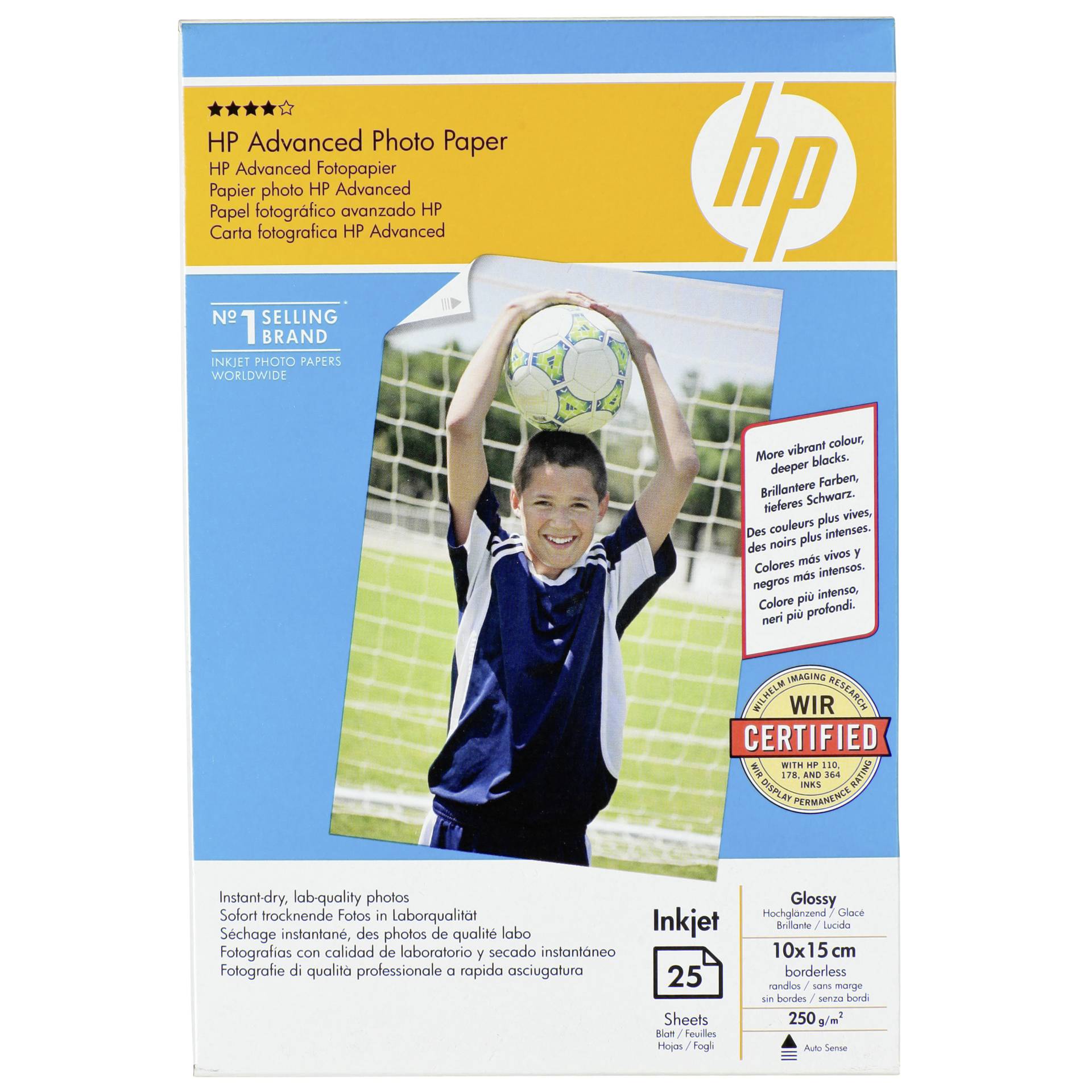 HP Advanced Glossy Photo Paper 10x15 cm, 25 Blatt, 250 g Q8691A