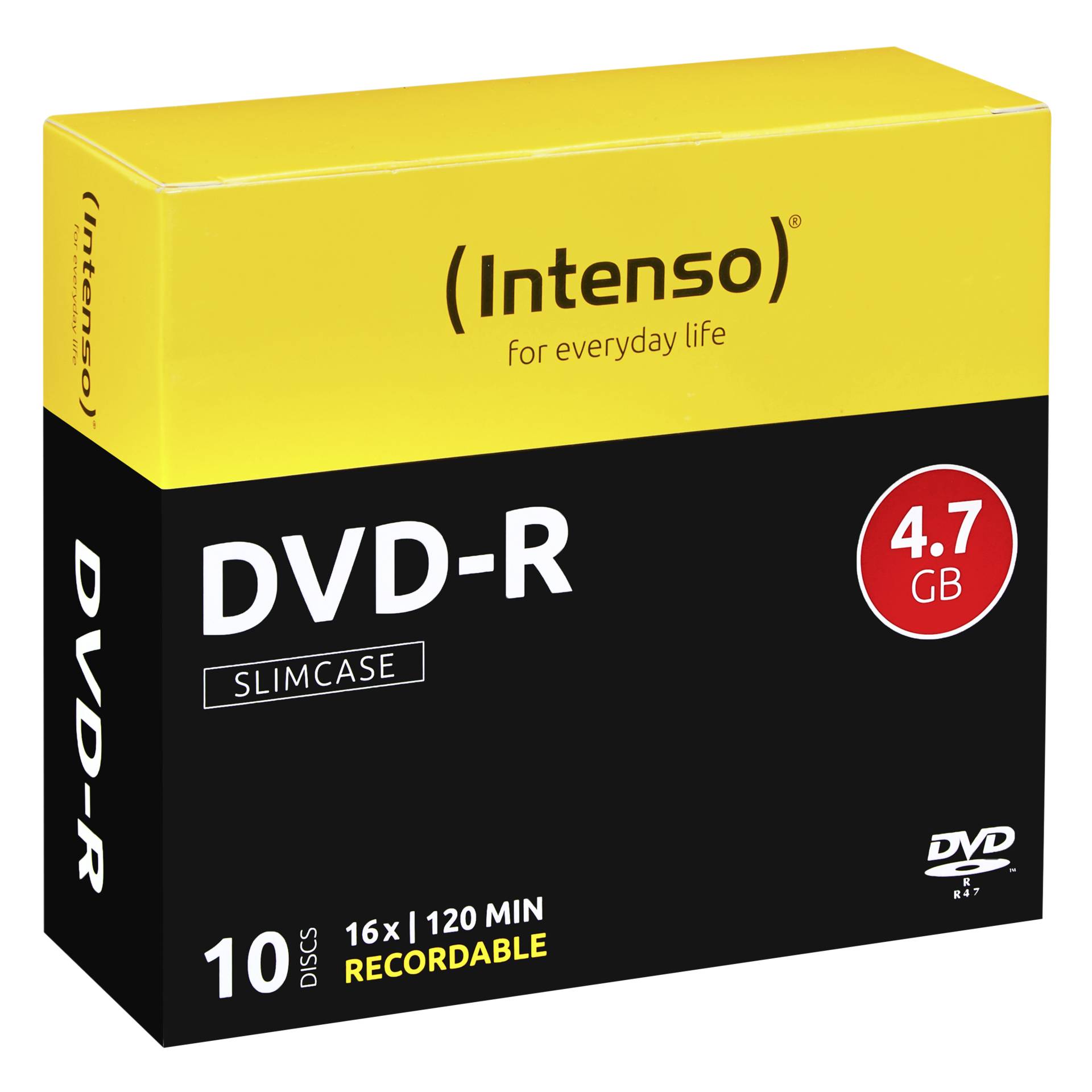 1x10 Intenso DVD-R 4,7GB 16x Speed, Slimcase