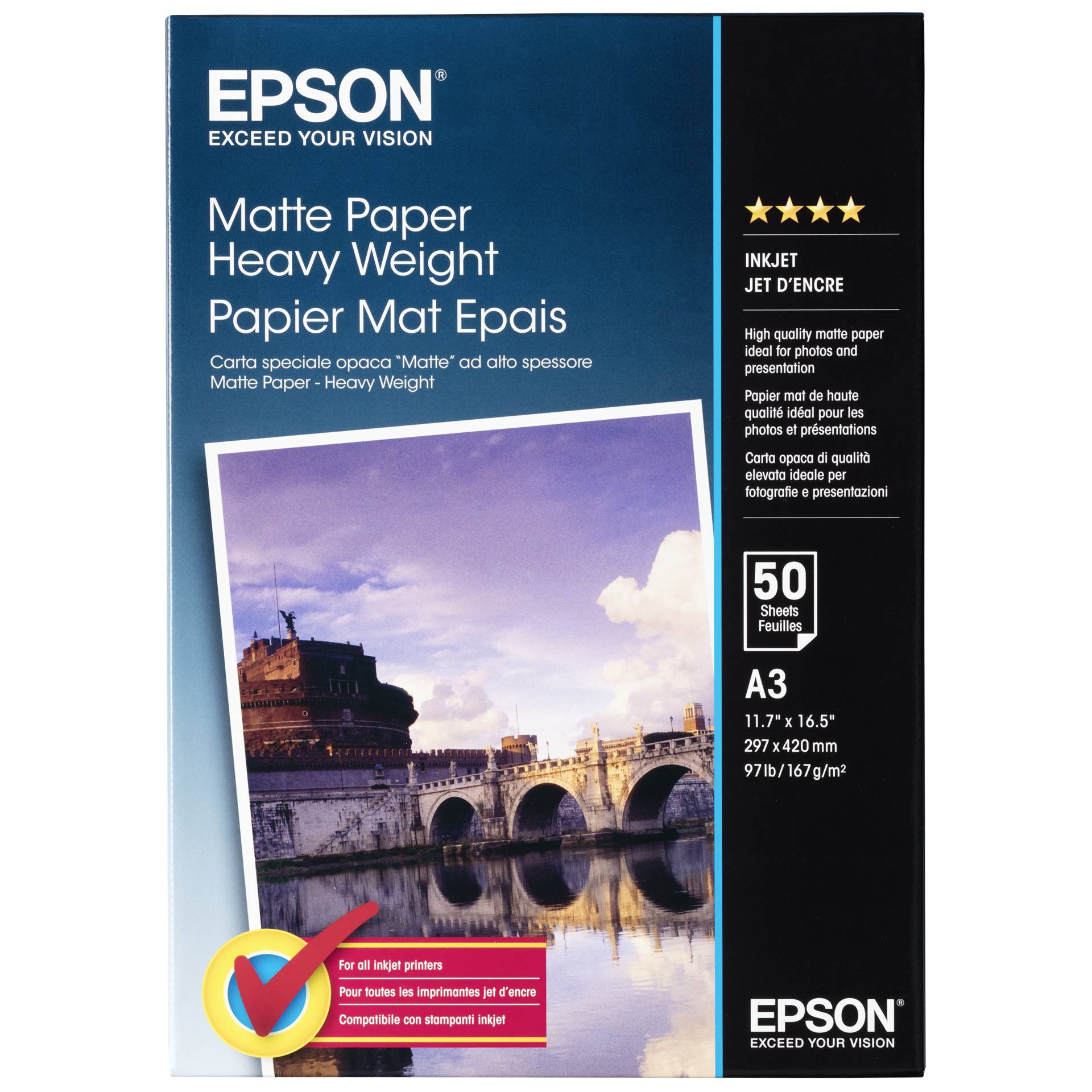 Epson Matte Paper-Heavy Weight, DIN A3, 167 g/m, 50 Blatt