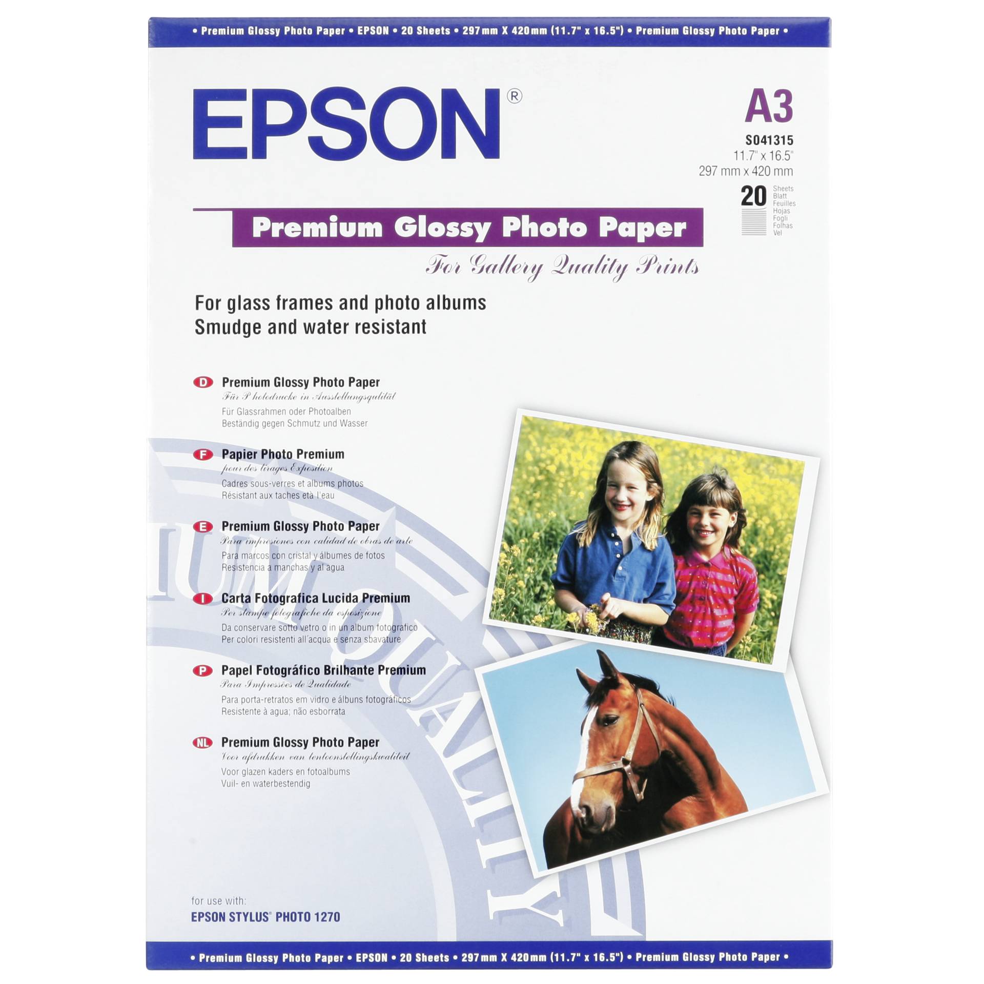 Epson Premium Glossy Photo Paper, DIN A3, 255 g/m, 20 Blatt