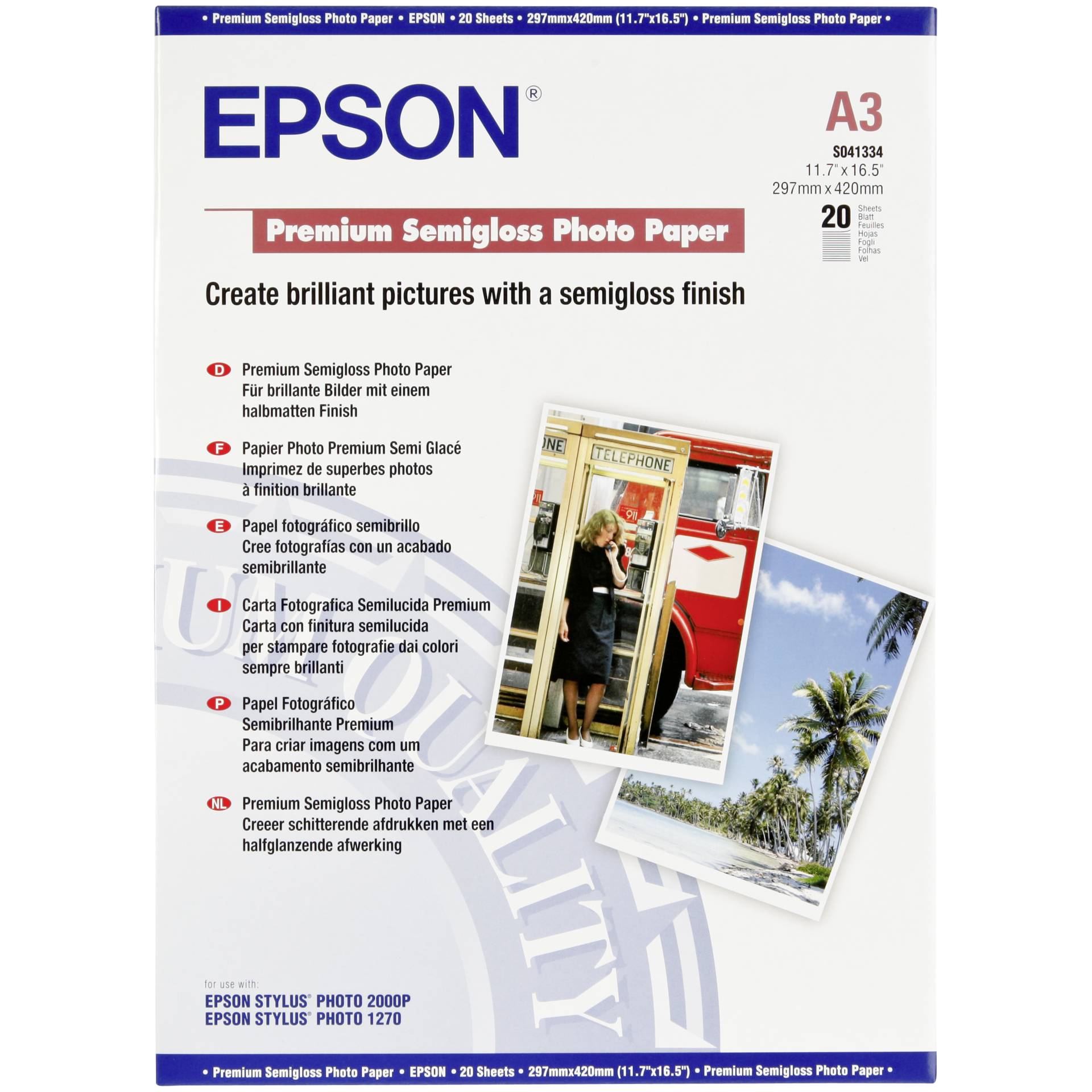 Epson Premium Semigloss Photo Paper, DIN A3, 251 g/m, 20 Blatt