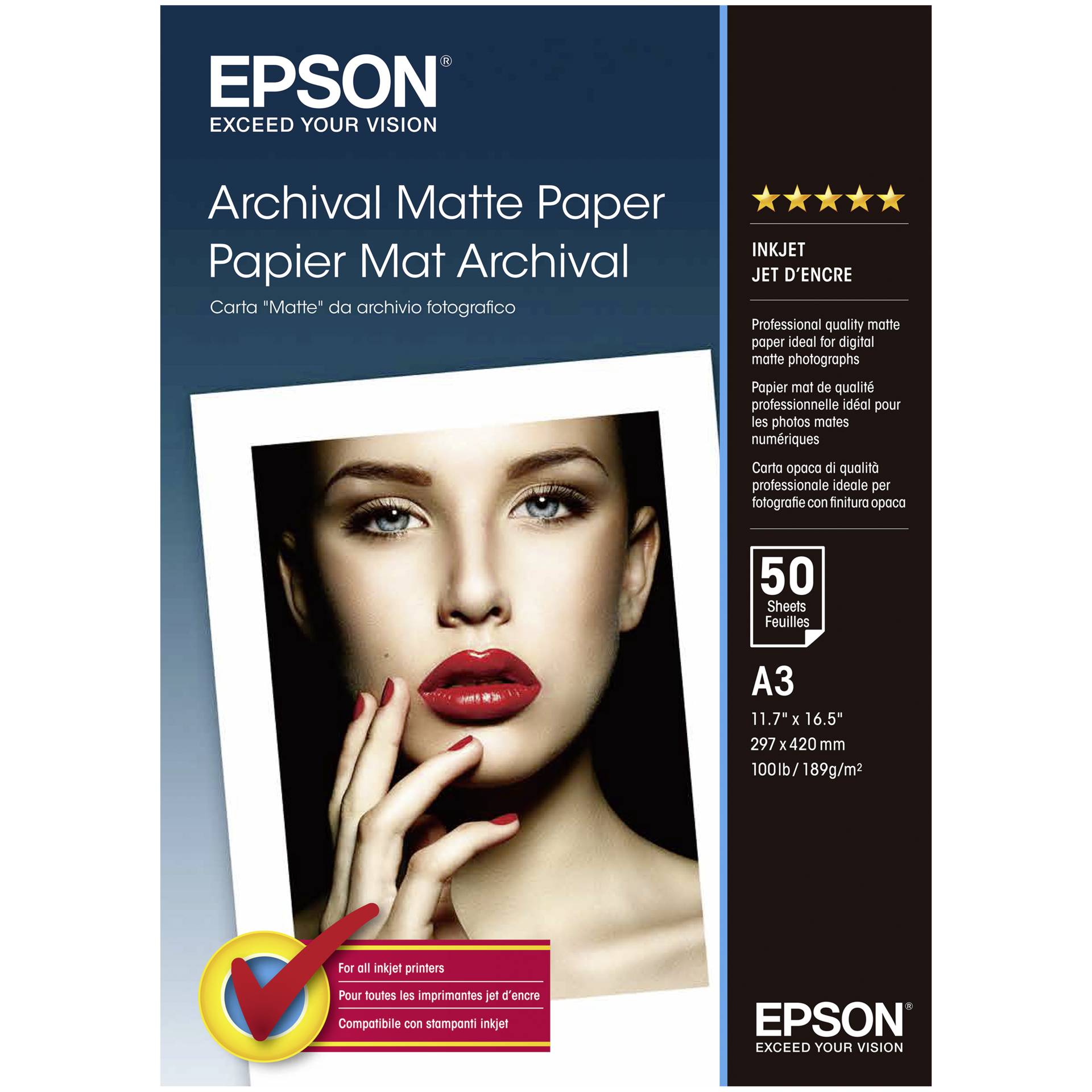 Epson Archival Matte Paper, DIN A3, 189 g/m, 50 Blatt