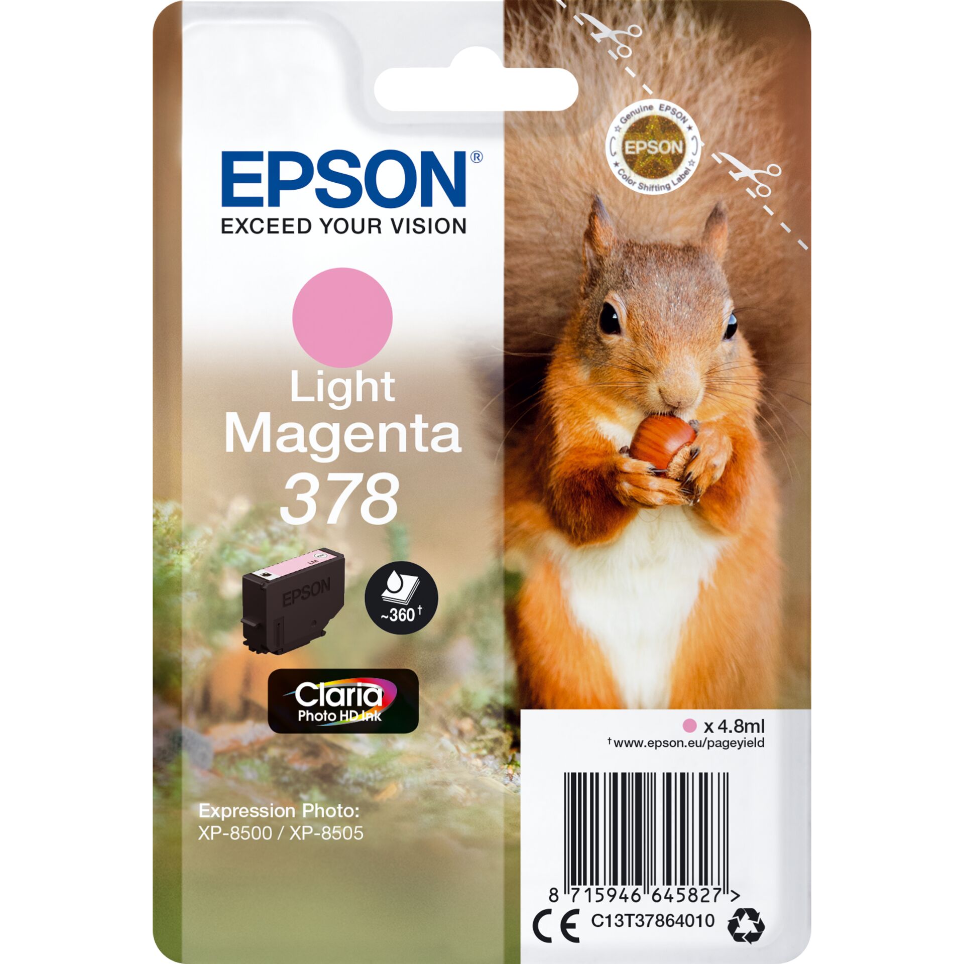 Epson Squirrel Singlepack Light Magenta 378 Claria Photo HD Ink