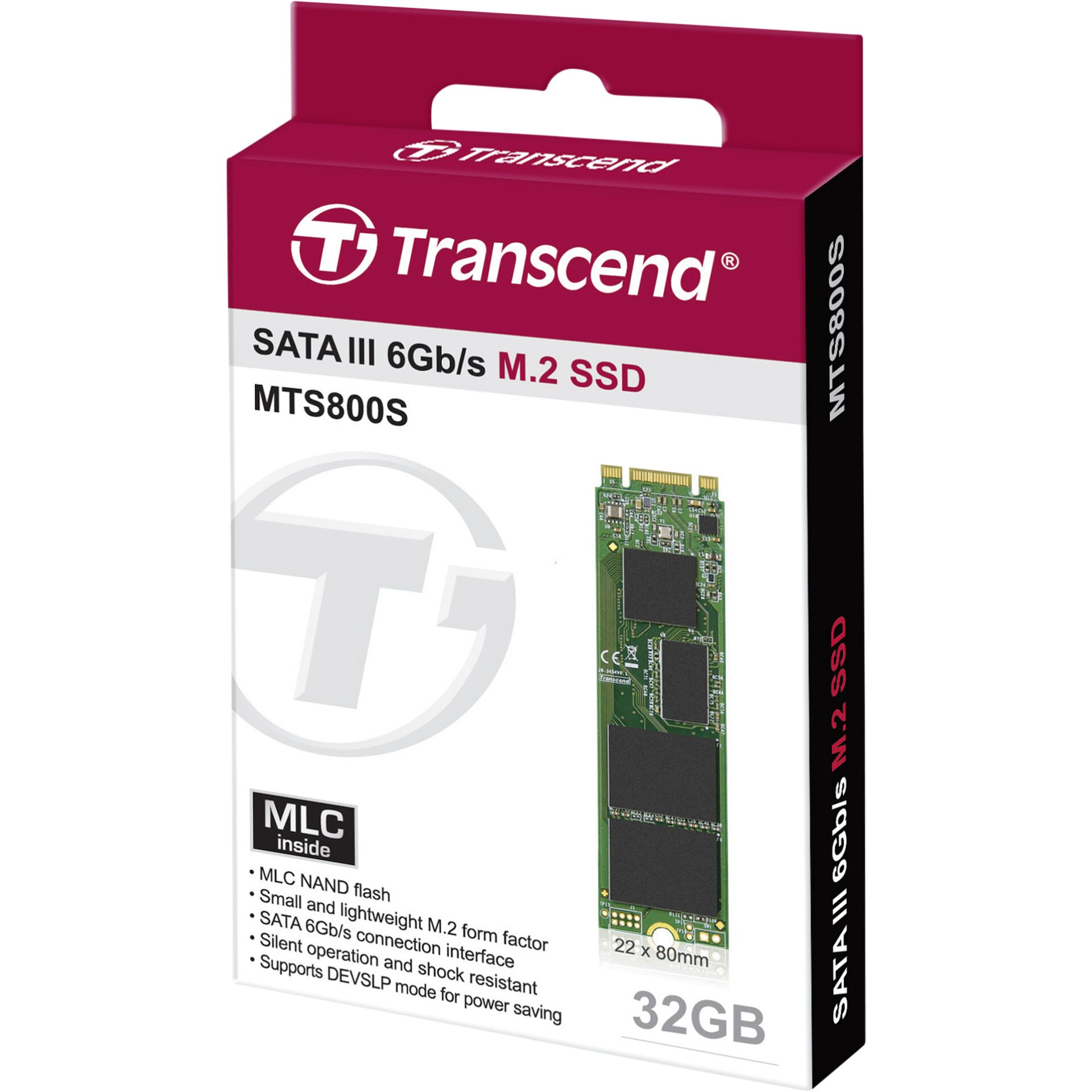 Transcend TS32GMTS800S Internes Solid State Drive M.2 32 GB Serial ATA III MLC