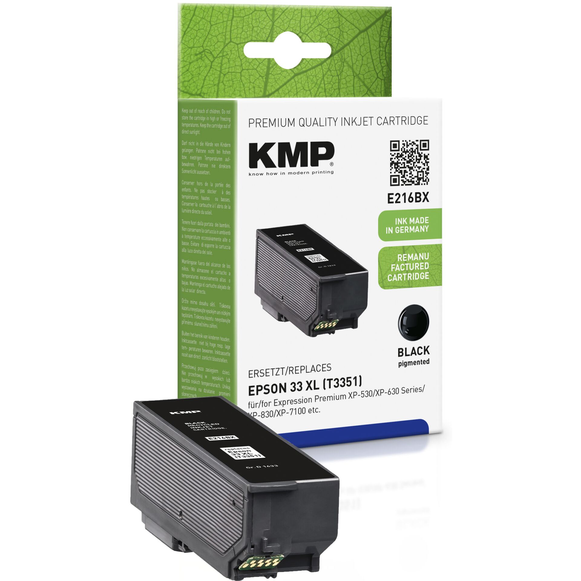 KMP E216BX Tintenpatrone schwarz kompatibel mit Epson T 3351 XL