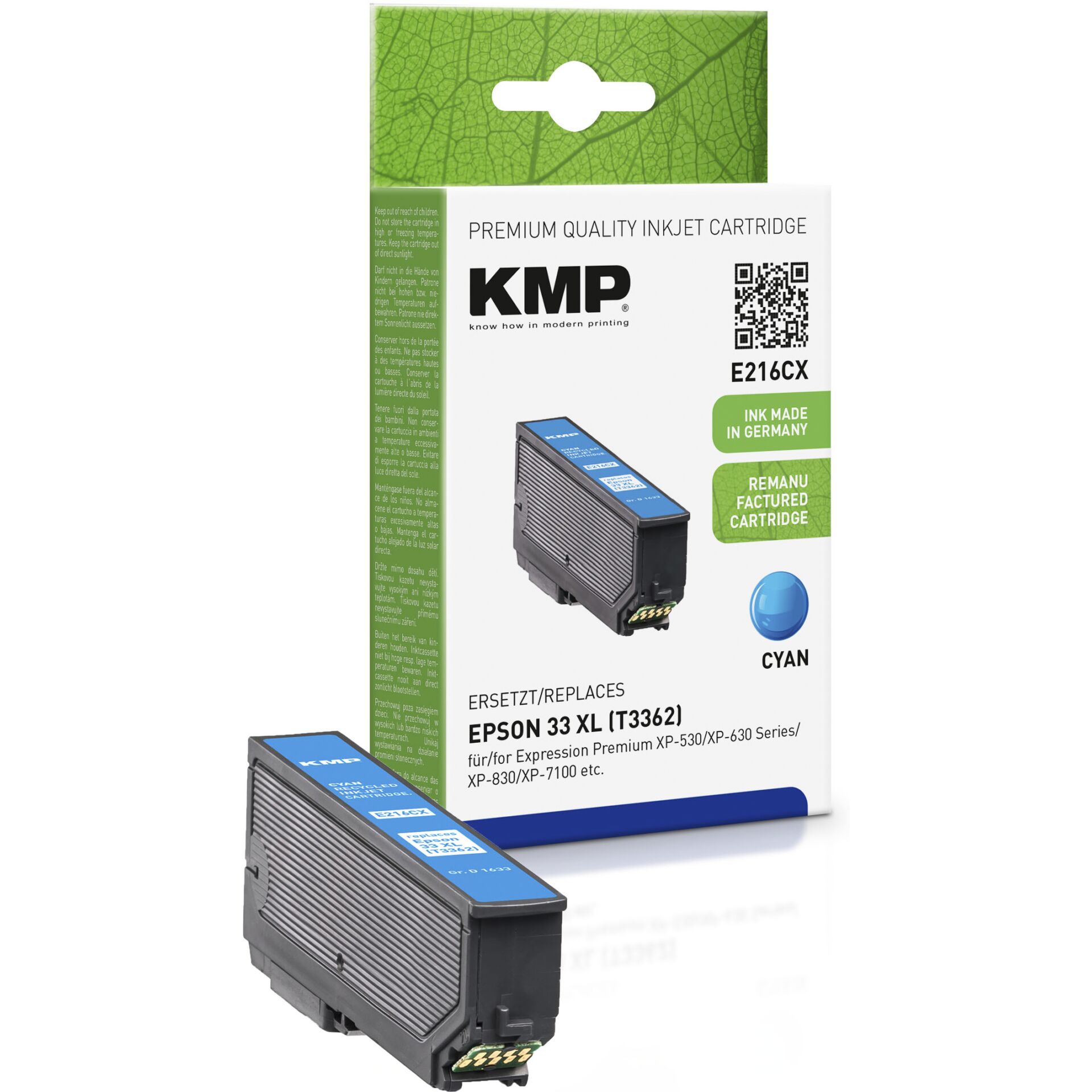 KMP E216CX Tintenpatrone cyan kompatibel mit Epson T 3362 XL