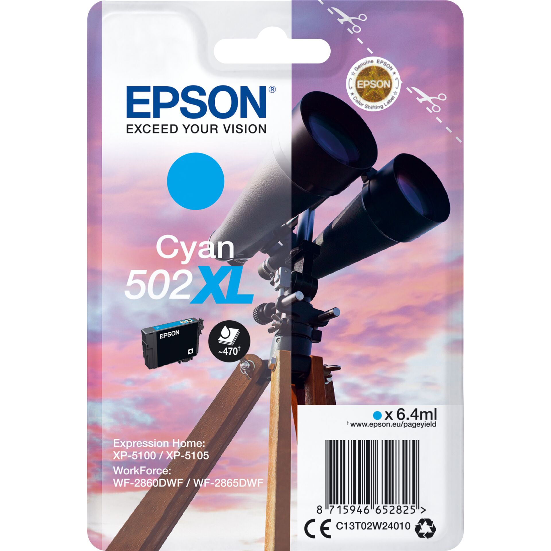 Epson Singlepack Cyan 502XL Ink