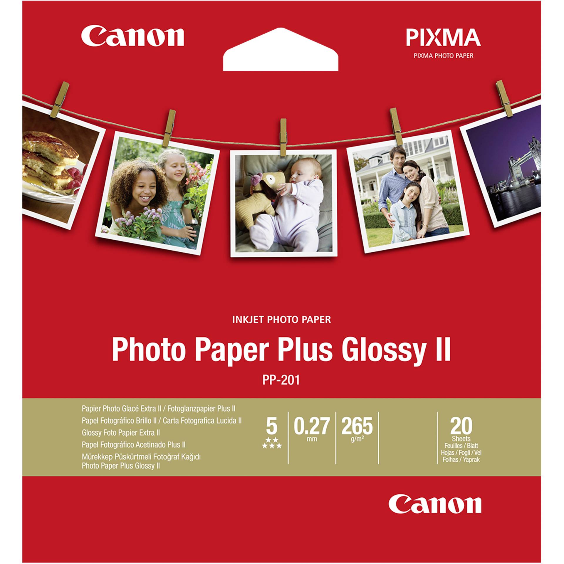 Canon PP-201 Glossy II Photo Paper Plus (8,9 x 8,9 cm/3,5 x 3,5) – 20 Blatt