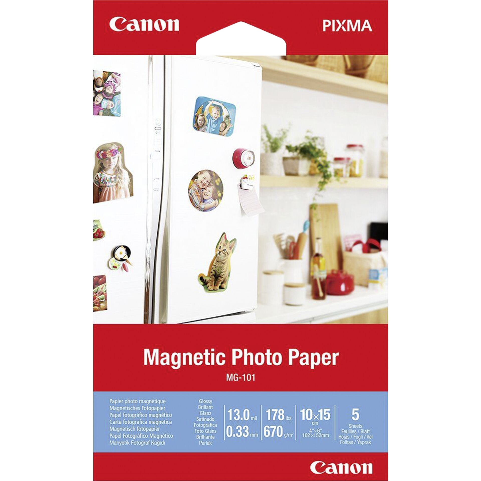 Canon MG-101 Magnetisches Fotopapier glänzend weiß, 10x15cm, 670g/m², 5 Blatt