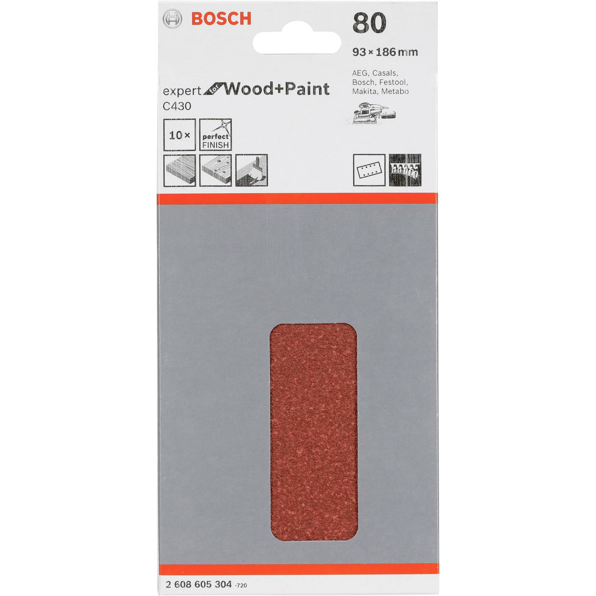 Bosch 2 608 605 304 Schleifmaschinenzubehör 10 Stück(e) Sandpapier