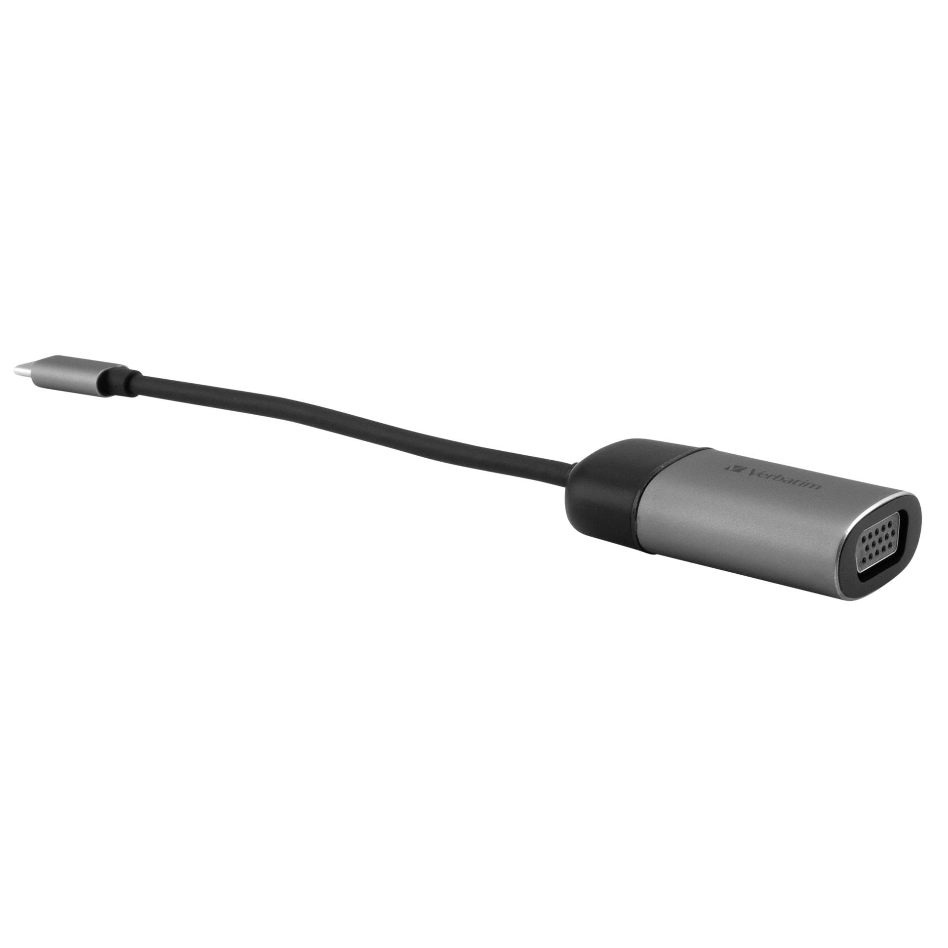 Verbatim 49145 Videokabel-Adapter 0,01 m USB Typ-C VGA (D-Sub) Schwarz, Silber
