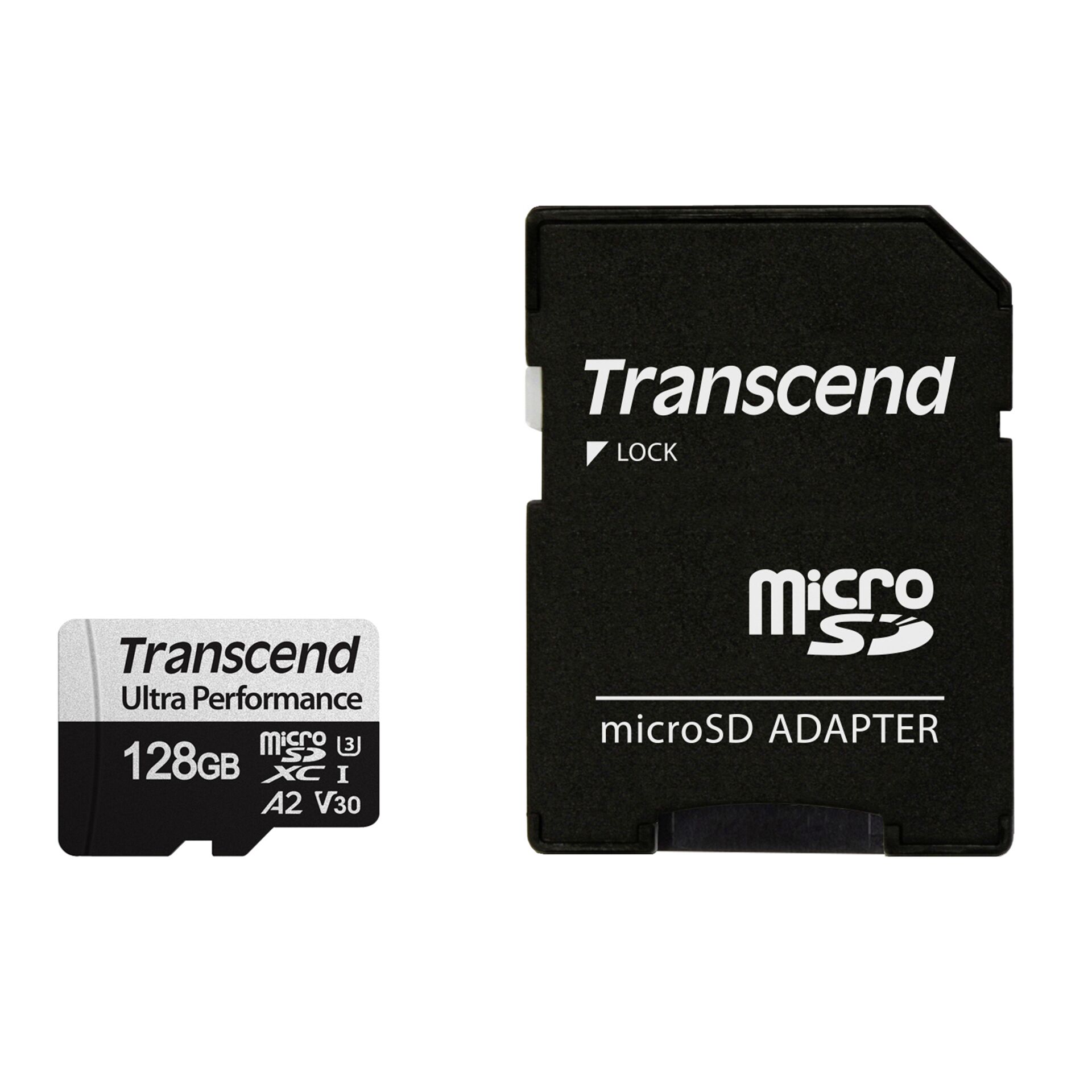 128 GB Transcend 340S microSDXC Kit Speicherkarte, lesen: 160MB/s, schreiben: 125MB/s