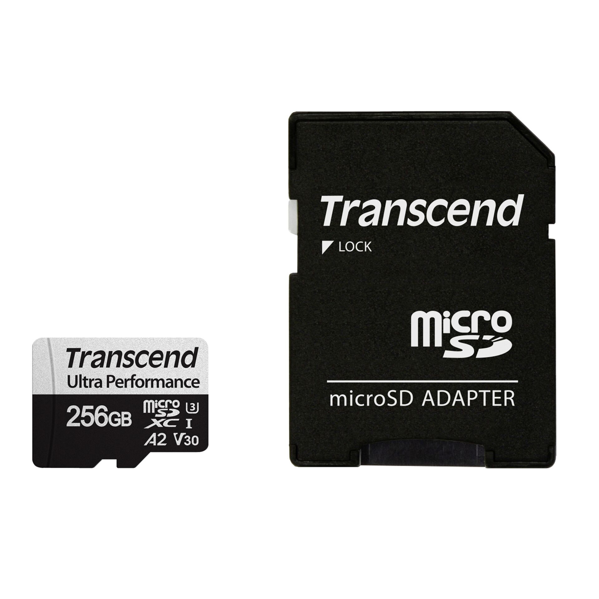 256 GB Transcend 340S microSDXC Kit Speicherkarte, lesen: 160MB/s, schreiben: 125MB/s