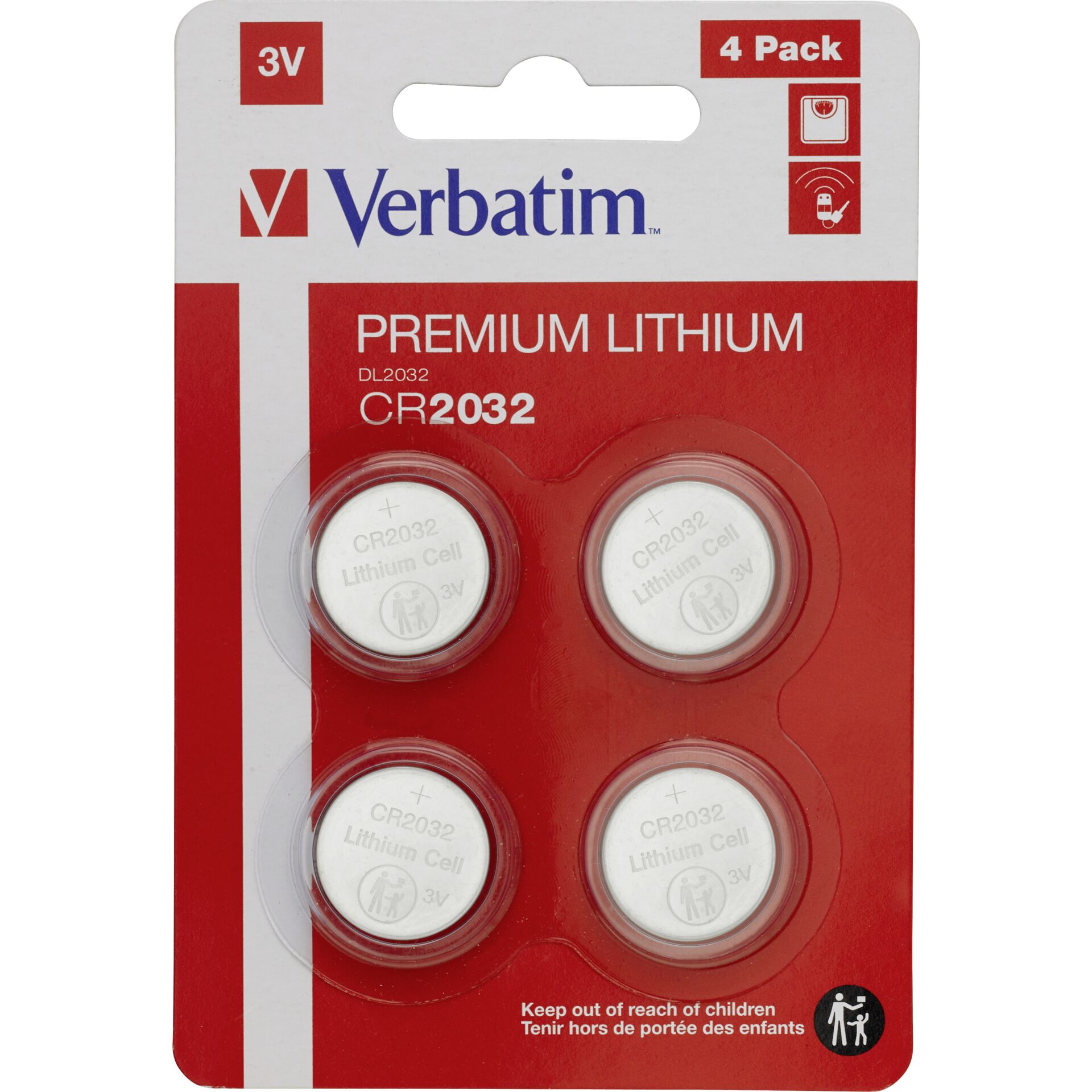 Verbatim Lithium 3V  CR2032 Knopfzelle 4er Pack 