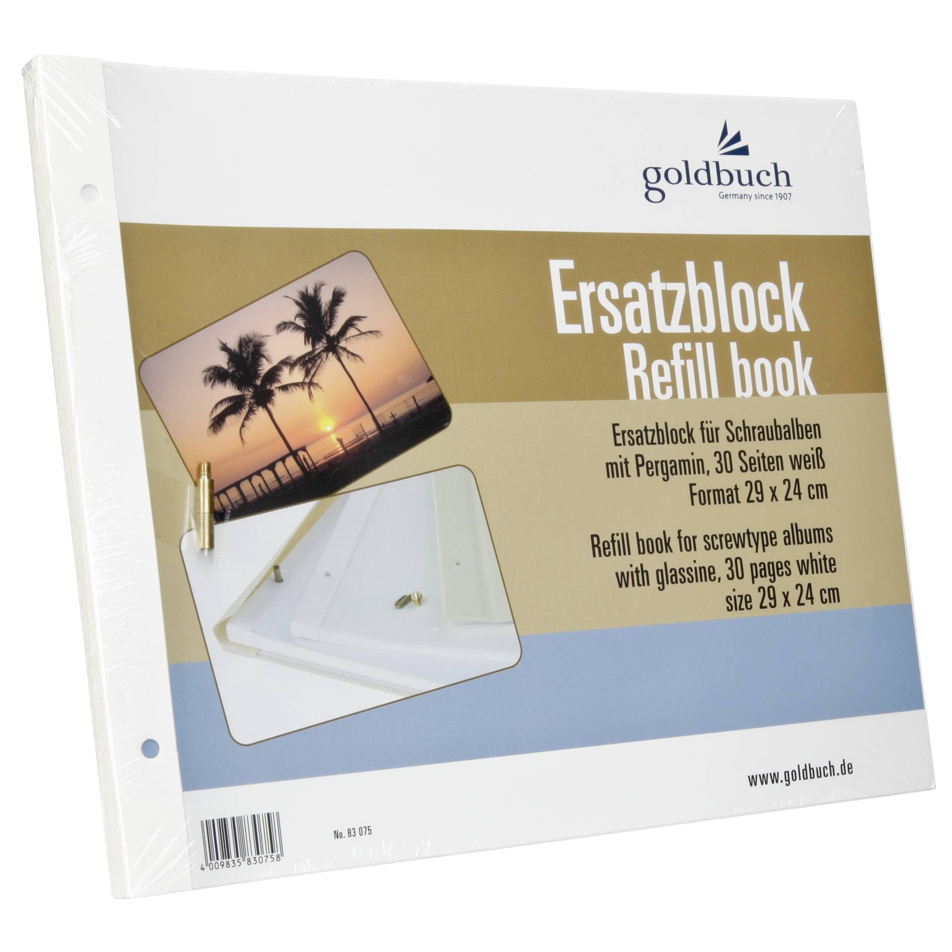 Goldbuch Ersatzblock       29x24 30 Seiten weiß + Schrauben 83075